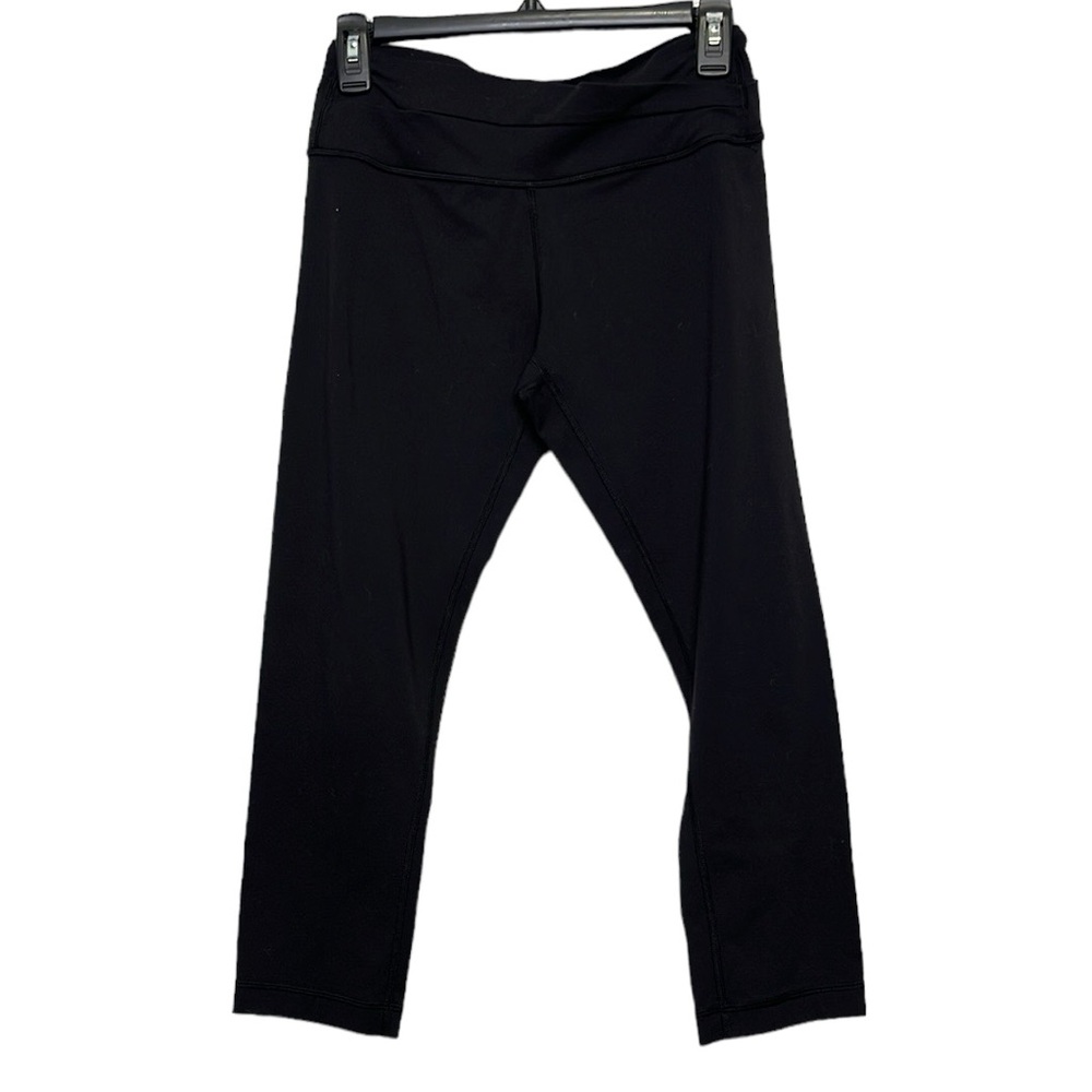 Lululemon Womens Black Elastic Waist Pull On Yoga Workout Cropped Leggings 6